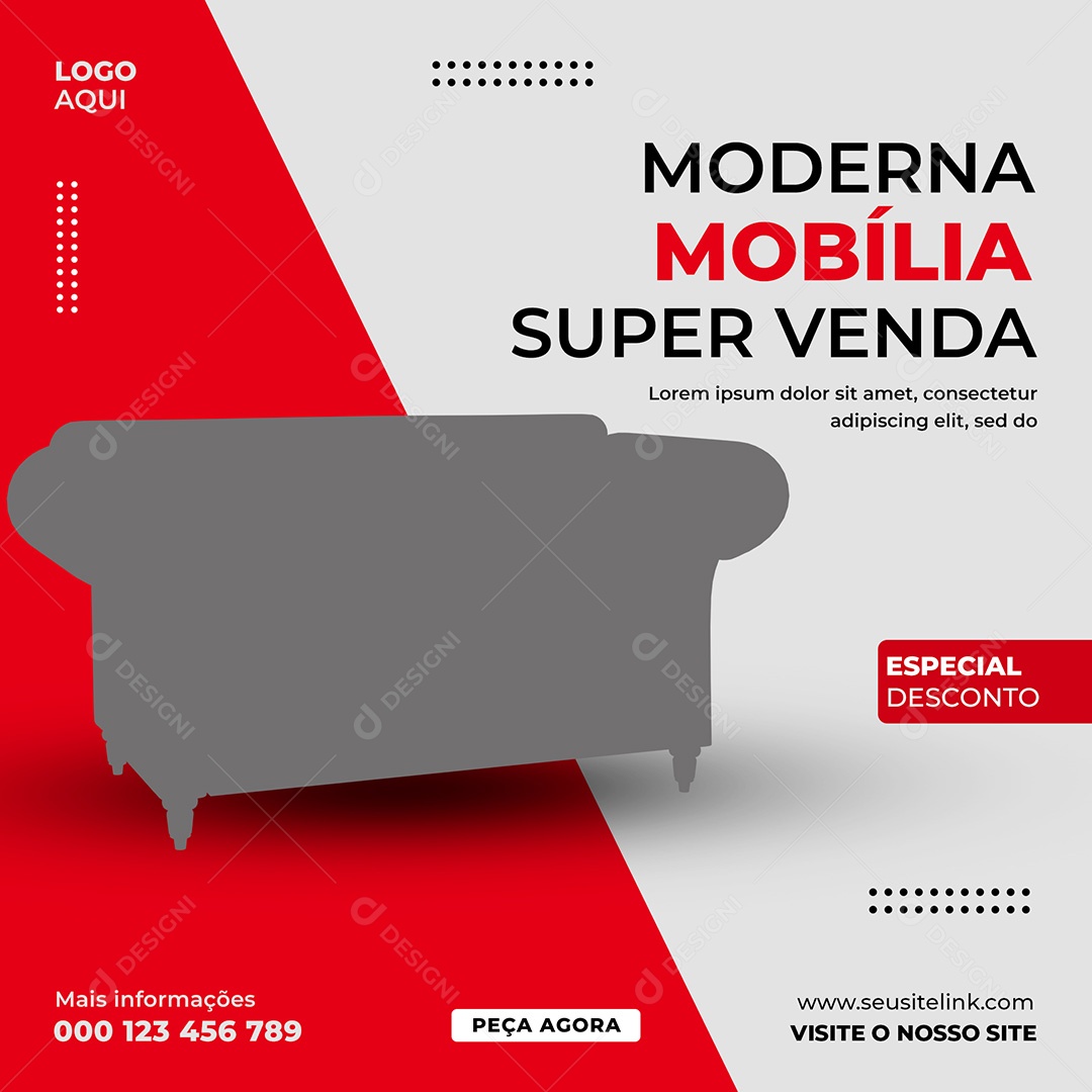 Imobiliária Moderna Mobília Super Venda Social Media PSD Editável
