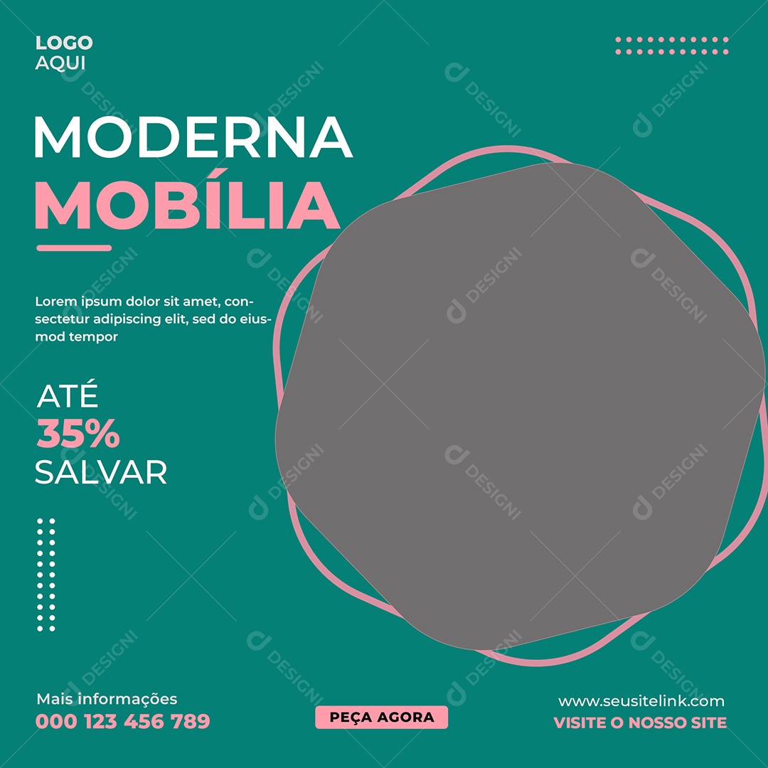 Imobiliária Moderna Mobília Até 35% Social Media PSD Editável