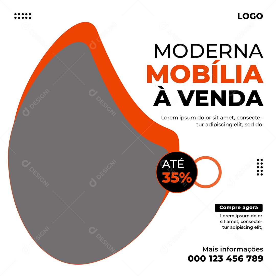 Imobiliária Moderna Mobília á Venda Social Media PSD Editável