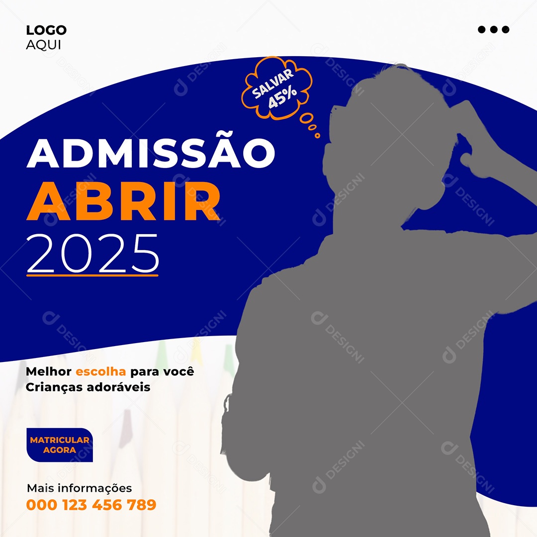 Escola Admissão Melhor Escola Social Media PSD Editável