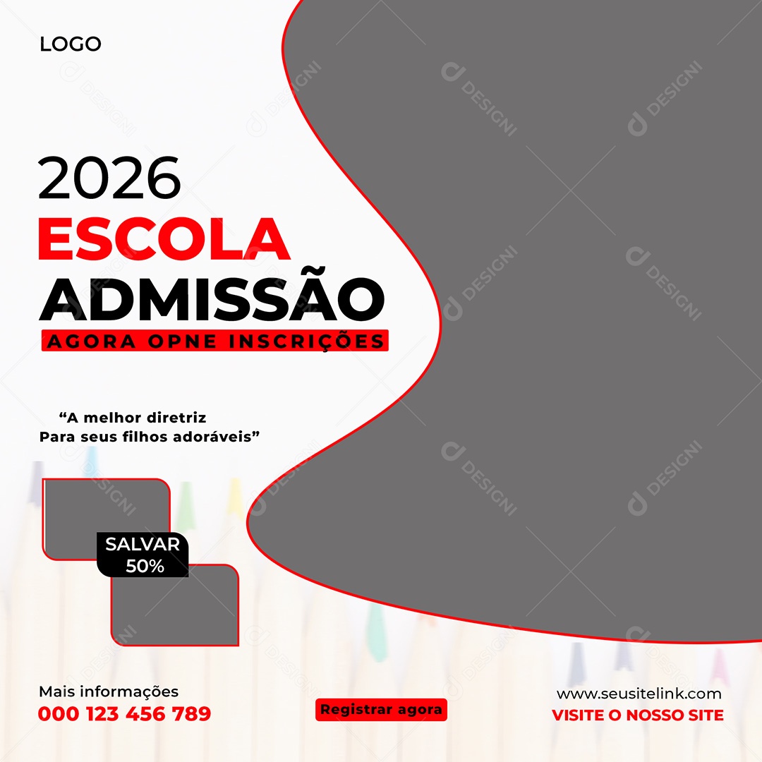 Escola Admissão A Melhor Social Media PSD Editável