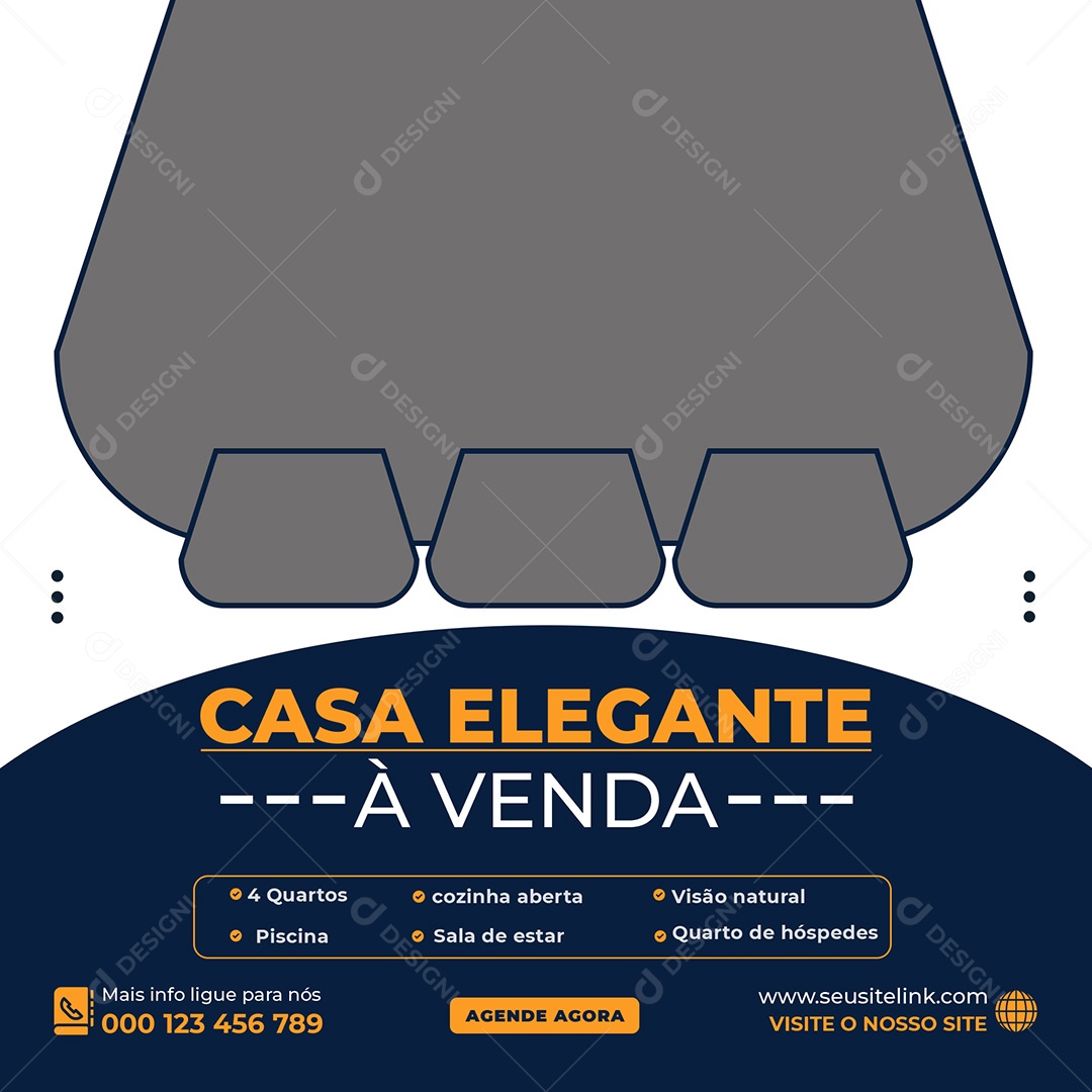 Imobiliária Casa Elegante á Venda Social Media PSD Editável