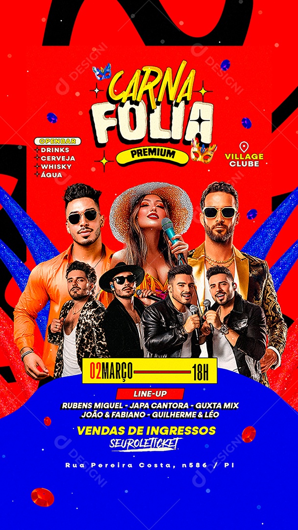 Story Flyer Carnaval Carna Folia Premium Social Media PSD Editável