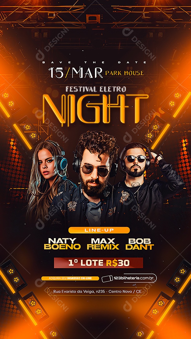 Story Flyer Festival Eletro Night Social Media PSD Editável