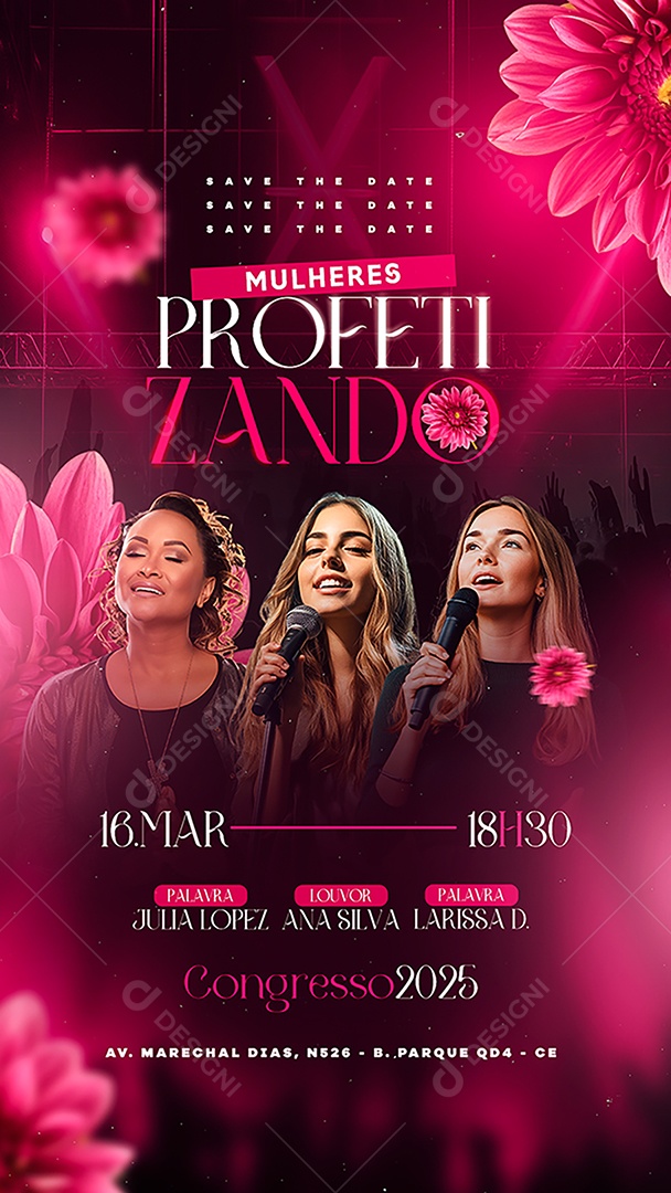 Story Flyer Gospel Mulheres Profetizando Social Media PSD Editável