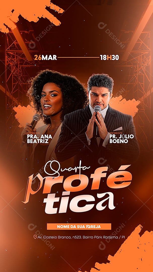 Story Flyer Gospel Quarta Profética Social Media PSD Editável