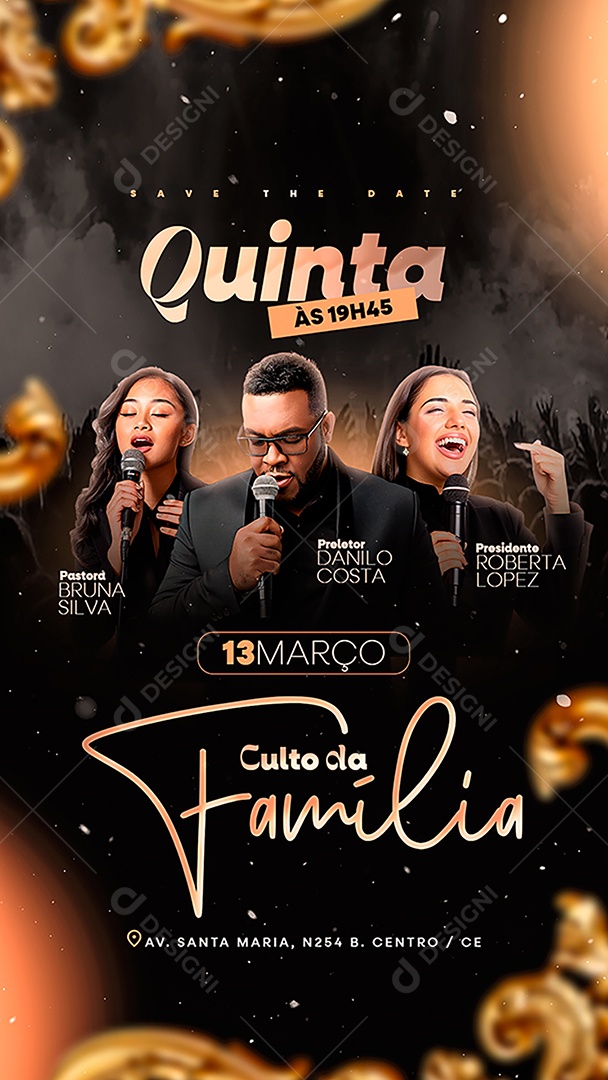 Story Flyer Gospel Quinta Culto da Família Social Media PSD Editável