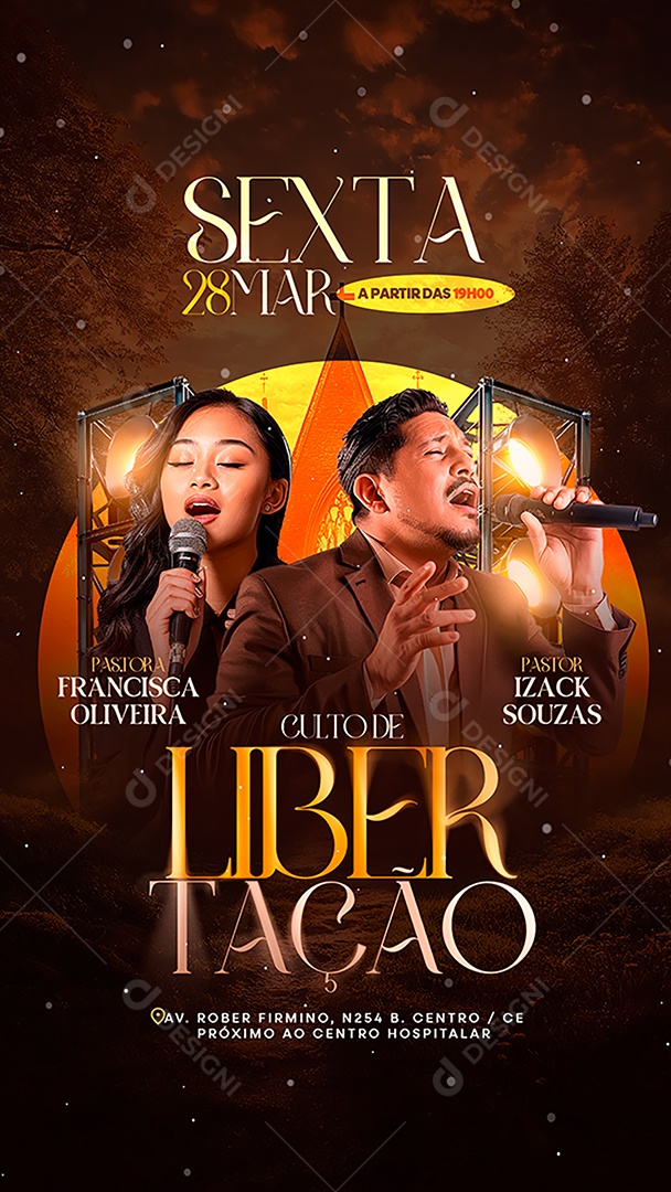 Story Flyer Gospel Sexta Culto De Libertação Social Media PSD Editável