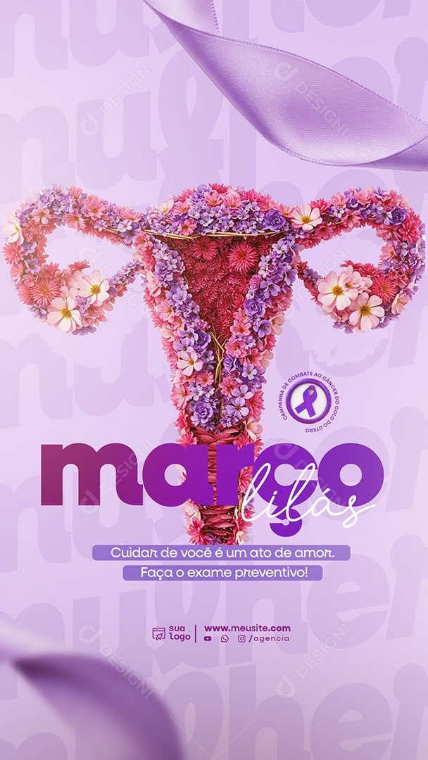 Story Março Lilás Mês de Conscientização Social Media PSD Editável