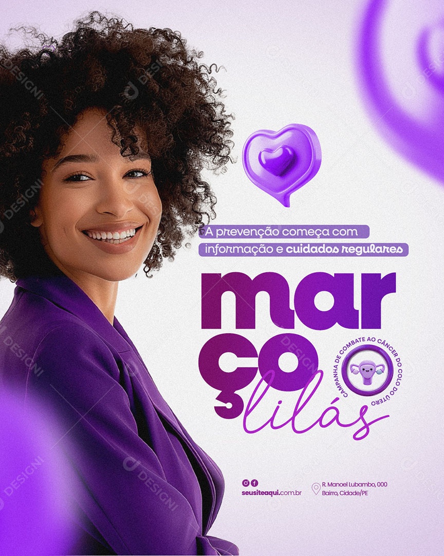 Março Lilás Mês de Conscientização Social Media PSD Editável