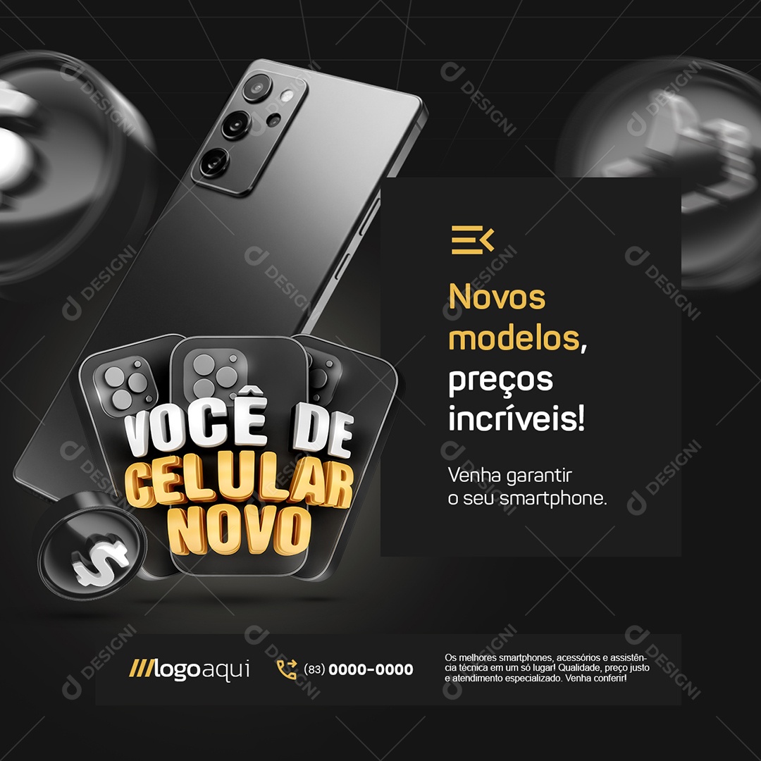 Loja de Celulares Você De Celular Novo Novos Modelos Social Media PSD Editável
