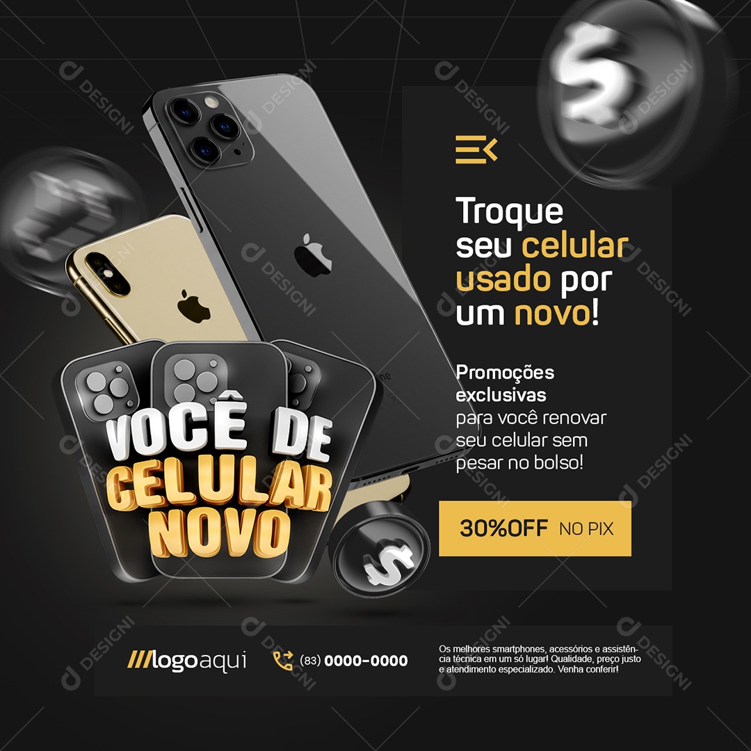 Loja de Celulares Você De Celular Novo Troque seu Celular Social Media PSD Editável