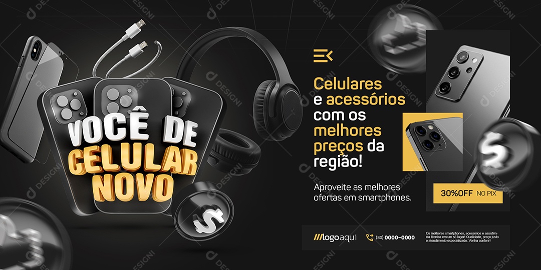 Carrossel Loja de Celulares Você De Celular Novo Acessórios Social Media PSD Editável