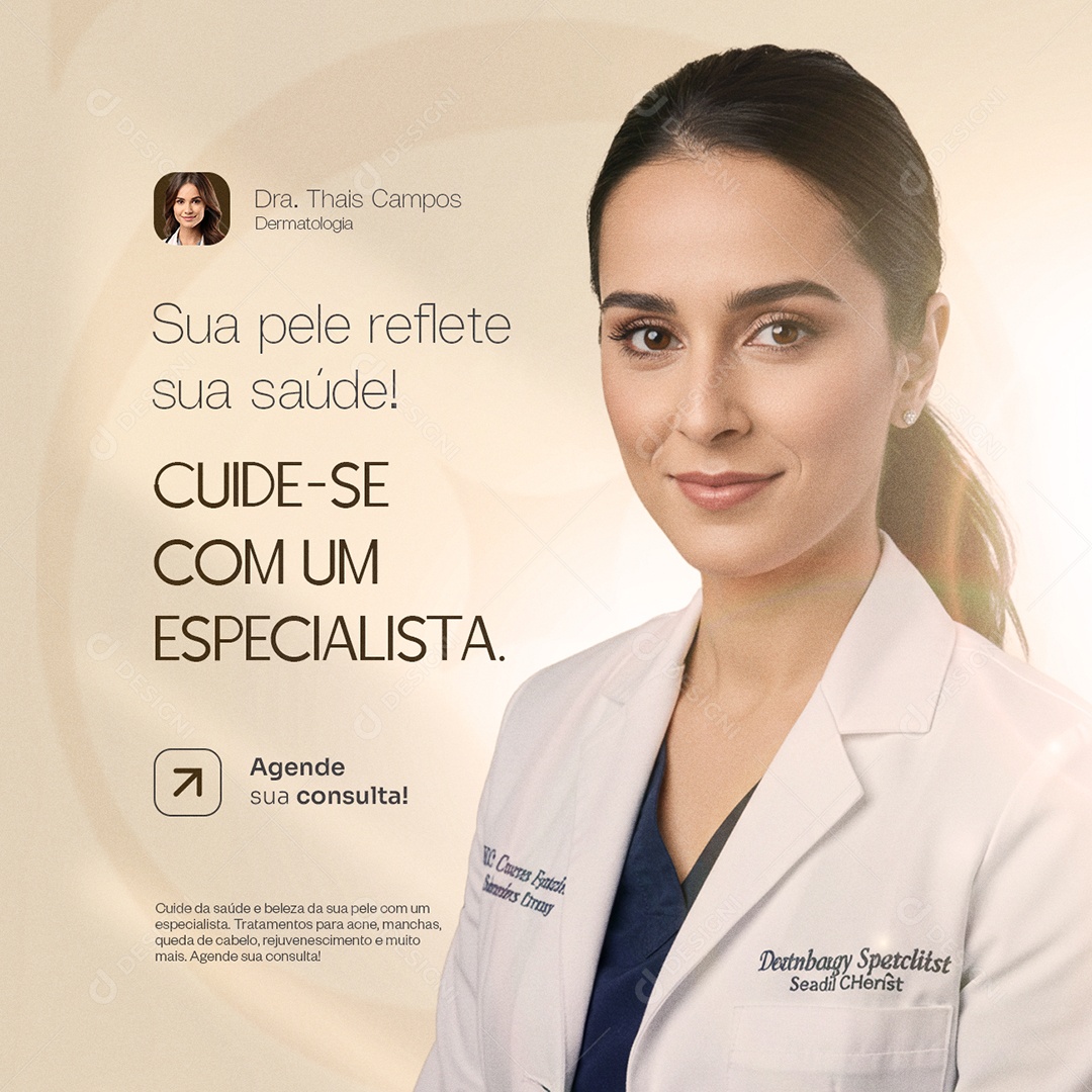 Dermatologista Sua Pele Reflete Sua Saúde Social Media PSD Editável