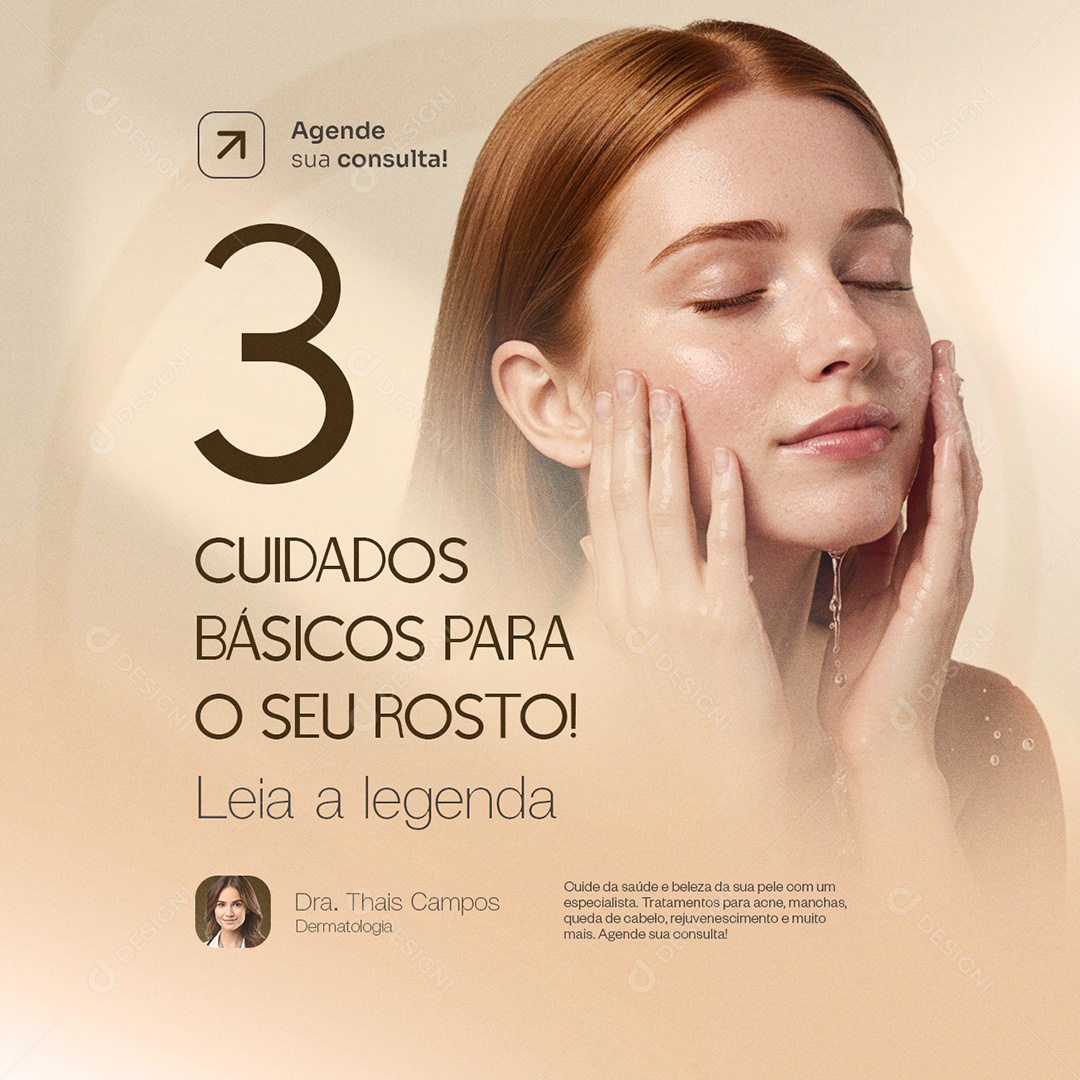 Dermatologista Três Cuidados Básicos Para o Seu Rosto Social Media PSD Editável