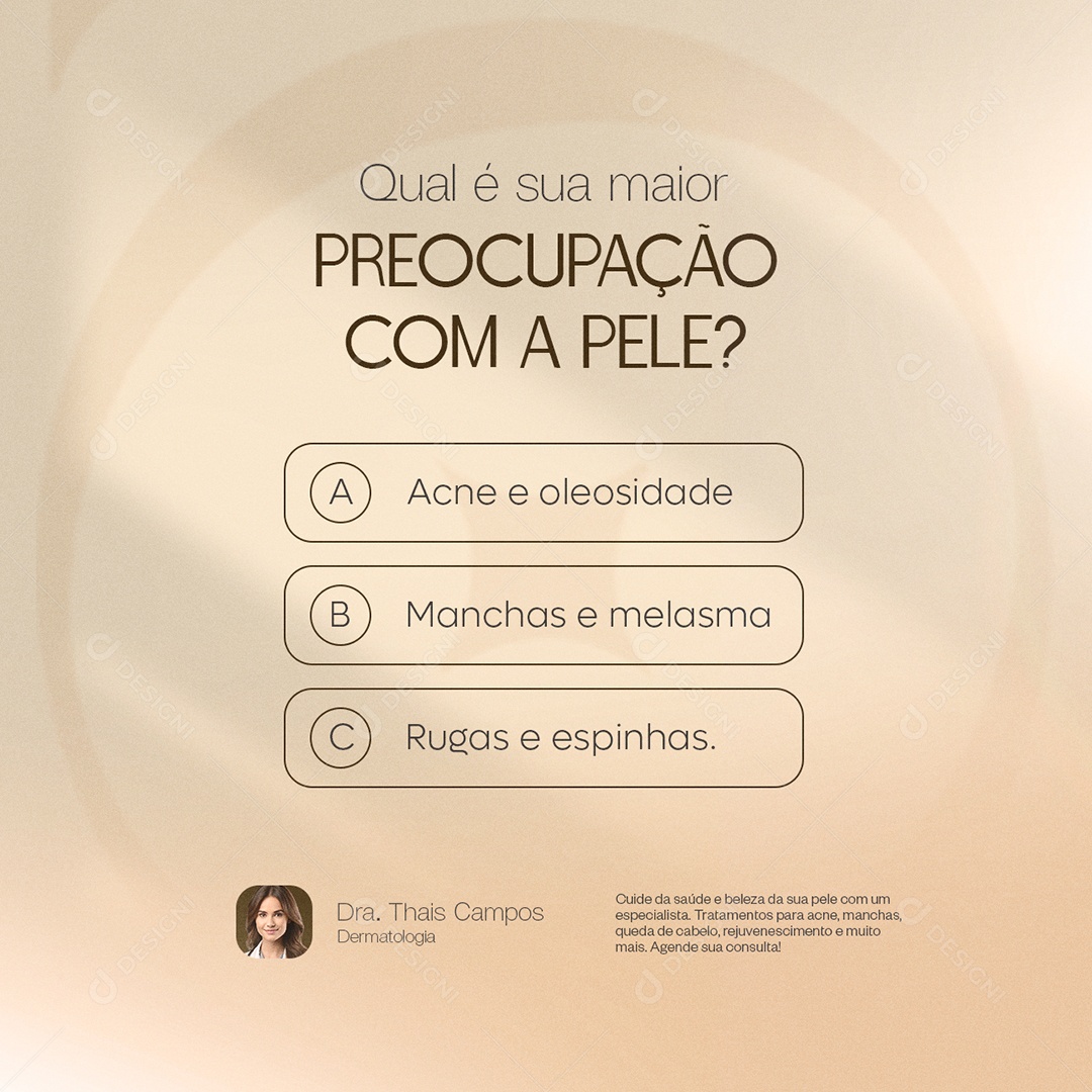 Dermatologista Qual é Sua Maior Preocupação Com a Pele Social Media PSD Editável
