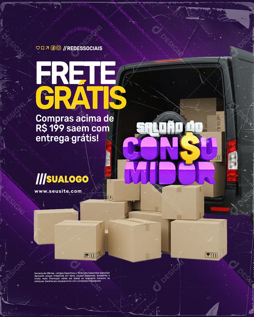 Saldão do Consumidor Artigos Esportivos Frete Grátis Social Media PSD Editável