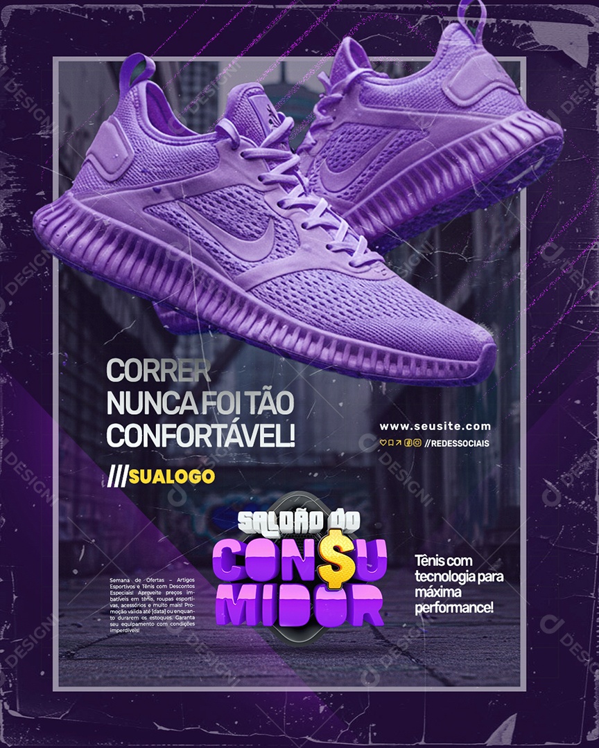 Saldão do Consumidor Artigos Esportivos Tênis Social Media PSD Editável