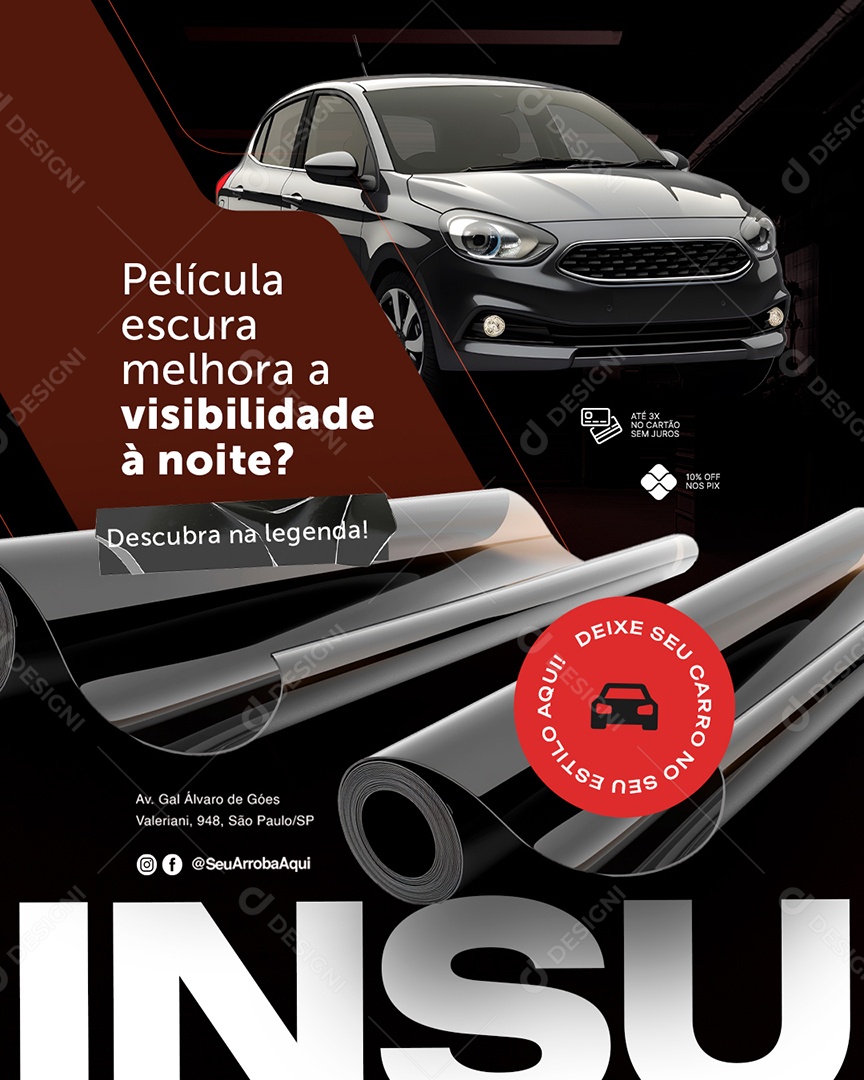 Películas Escura Melhora a Visibilidade à Noite Social Media PSD Editável