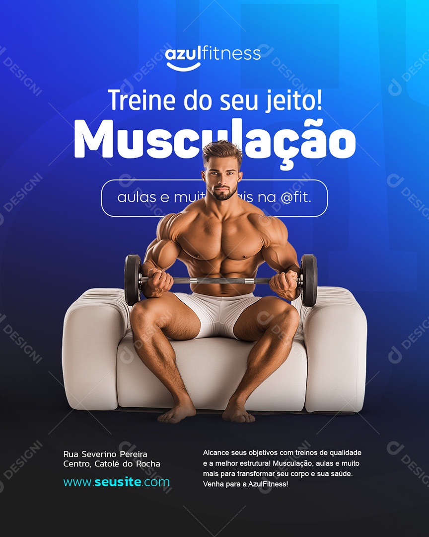 Academia Treine do Seu Jeito Musculação Social Media PSD Editável