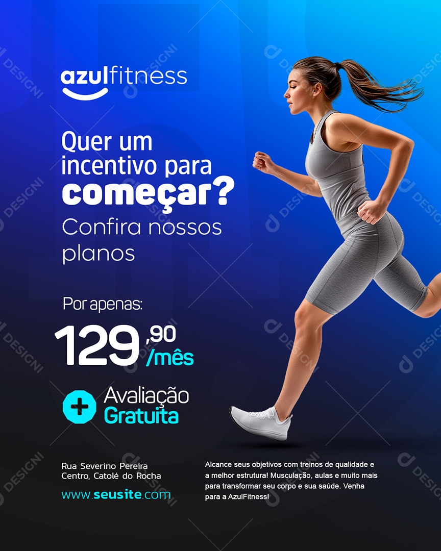 Academia Quer Um Incentivo para Começar Social Media PSD Editável