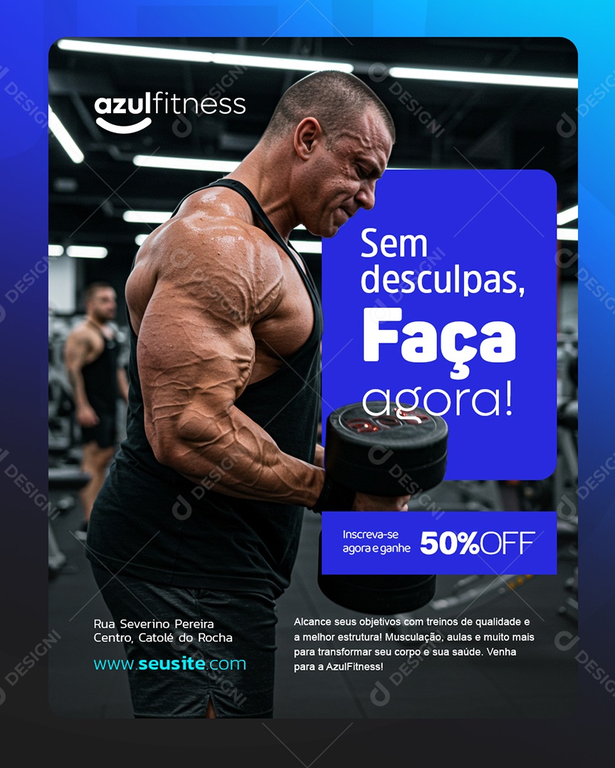 Academia Sem Desculpas Faça Agora Social Media PSD Editável