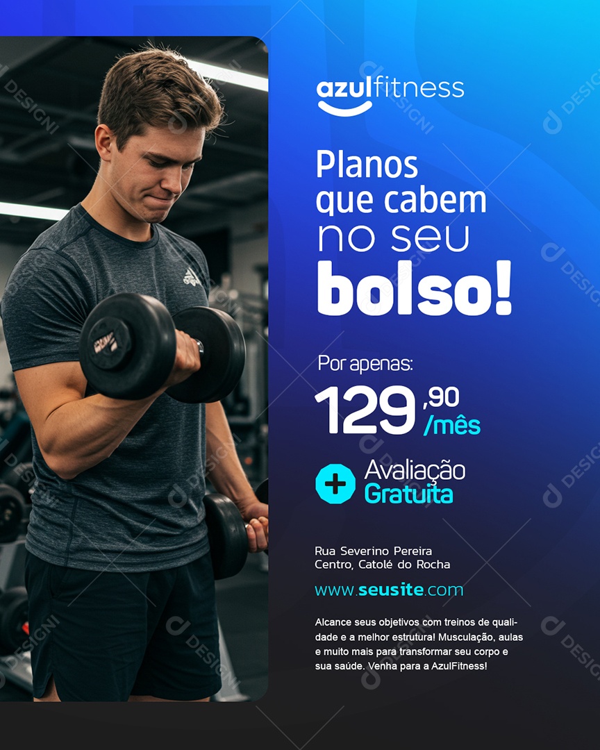 Academia Planos Que Cabem no Seu Bolso Social Media PSD Editável