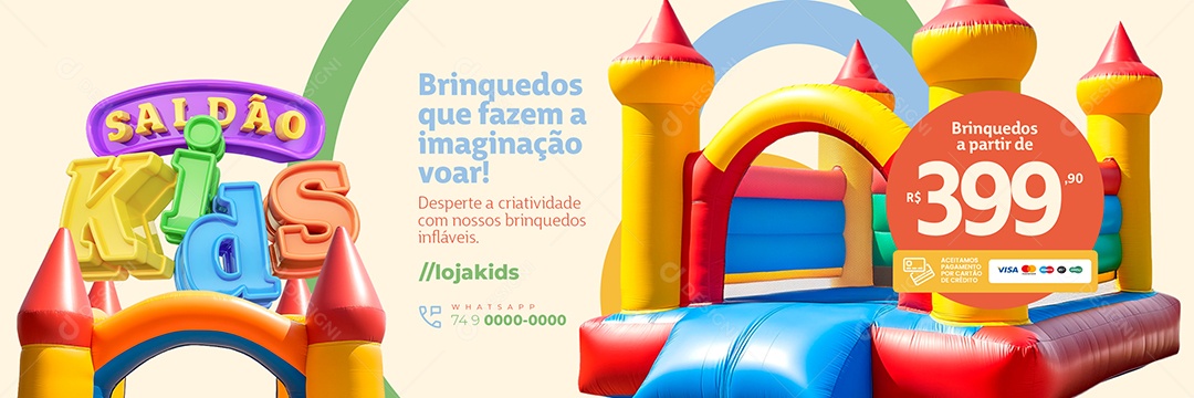 Carrossel Loja de Brinquedos Saldão Kids Social Media PSD Editável