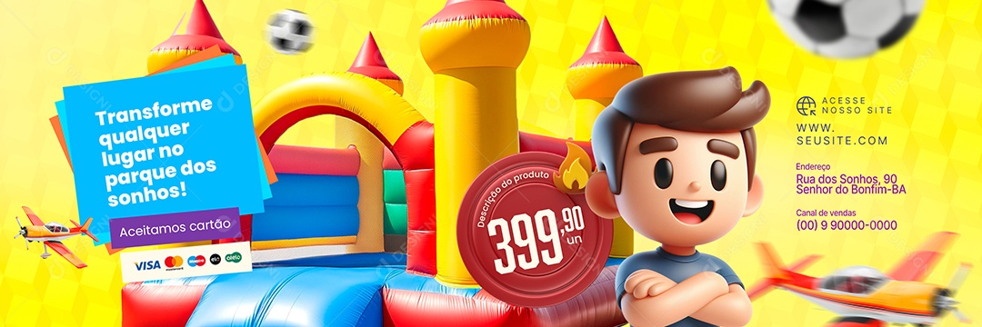 Carrossel Loja de Brinquedos Aceitamos Cartão Social Media PSD Editável