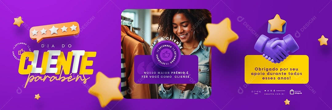 Carrossel Dia do Cliente 15 de Setembro Parabéns Social Media PSD Editável