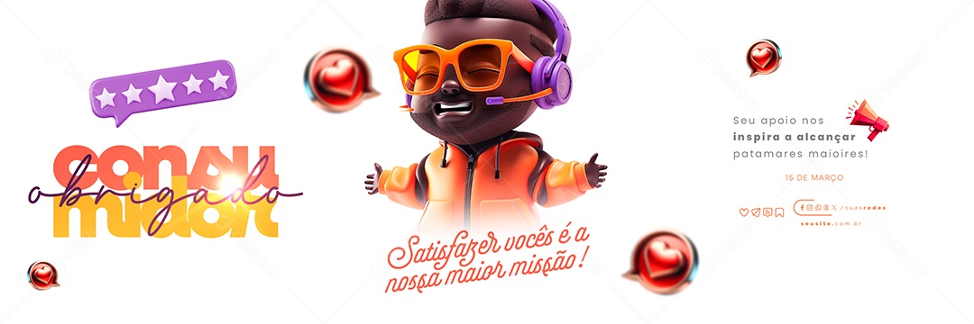 Carrossel Dia do Consumidor 15 de Março Obrigado Social Media PSD Editável