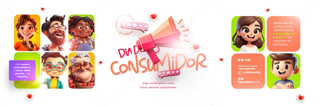 Carrossel Dia do Consumidor 15 de Março Hoje Celebramos Social Media PSD Editável