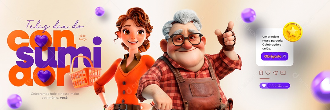 Carrossel Feliz Dia do Consumidor 15 de Março Obrigado Social Media PSD Editável