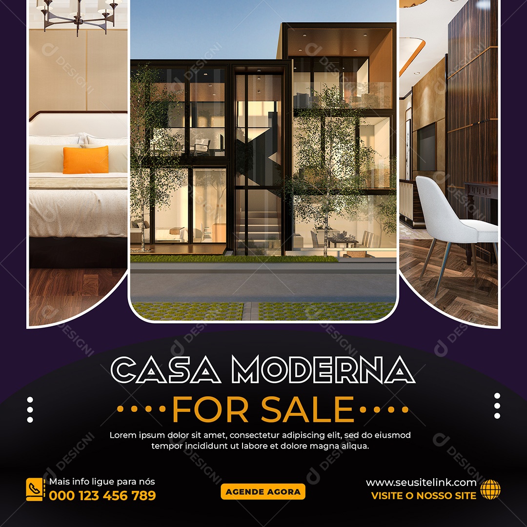 Imobiliária Casa Moderna Social Media PSD Editável