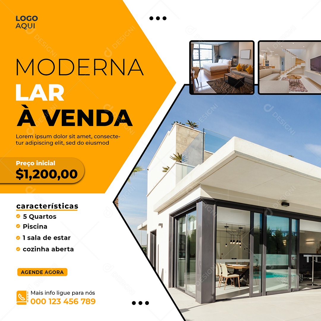 Imobiliária Moderno Lar à Venda Social Media PSD Editável
