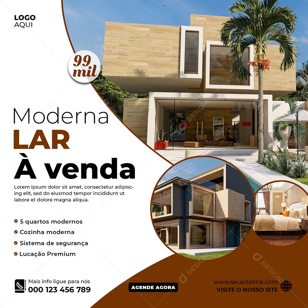 Imobiliária Moderna Lar à Venda Social Media PSD Editável