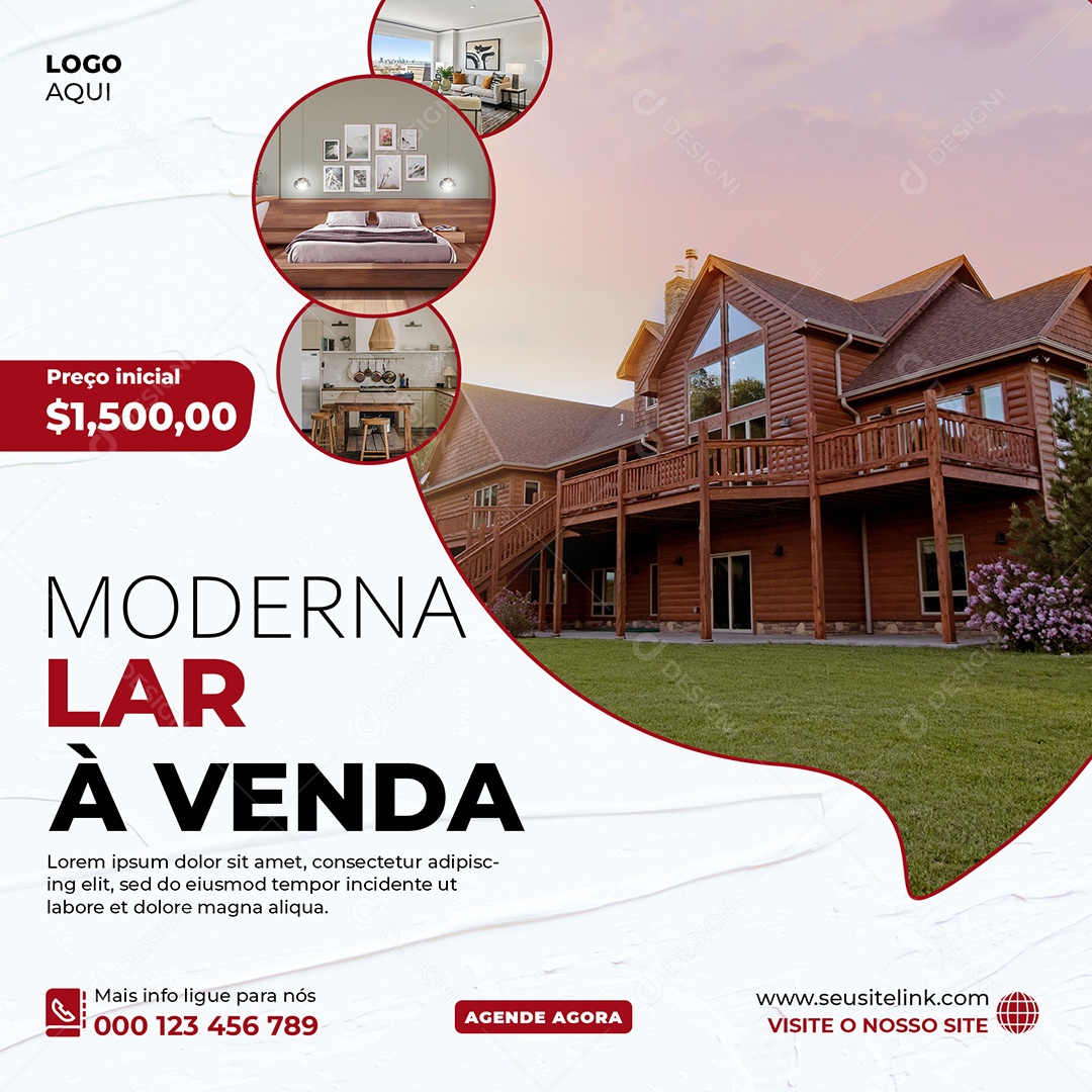 Imobiliária Moderno Lar à Venda Social Media PSD Editável