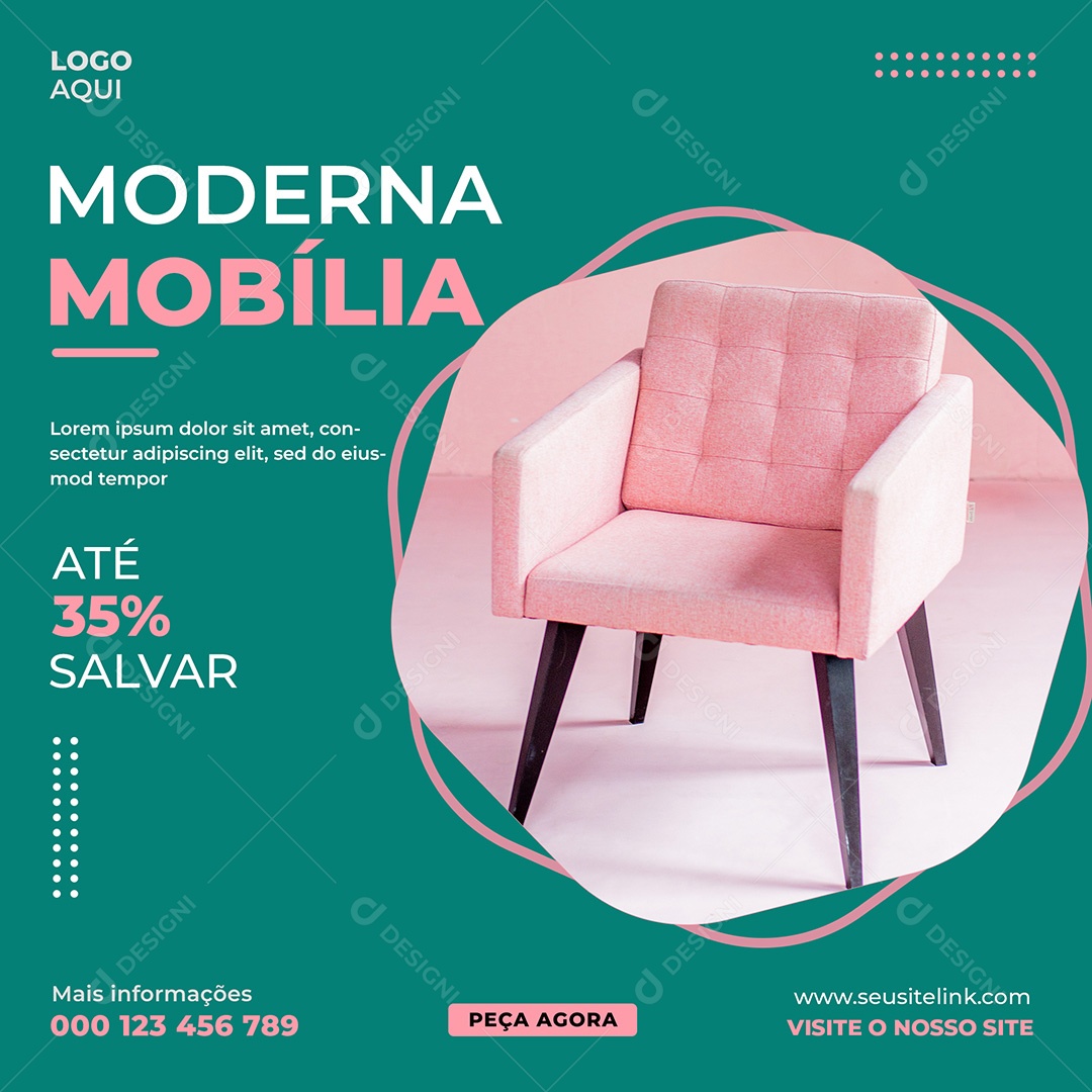 Imobiliária Mobília Moderno Social Media PSD Editável