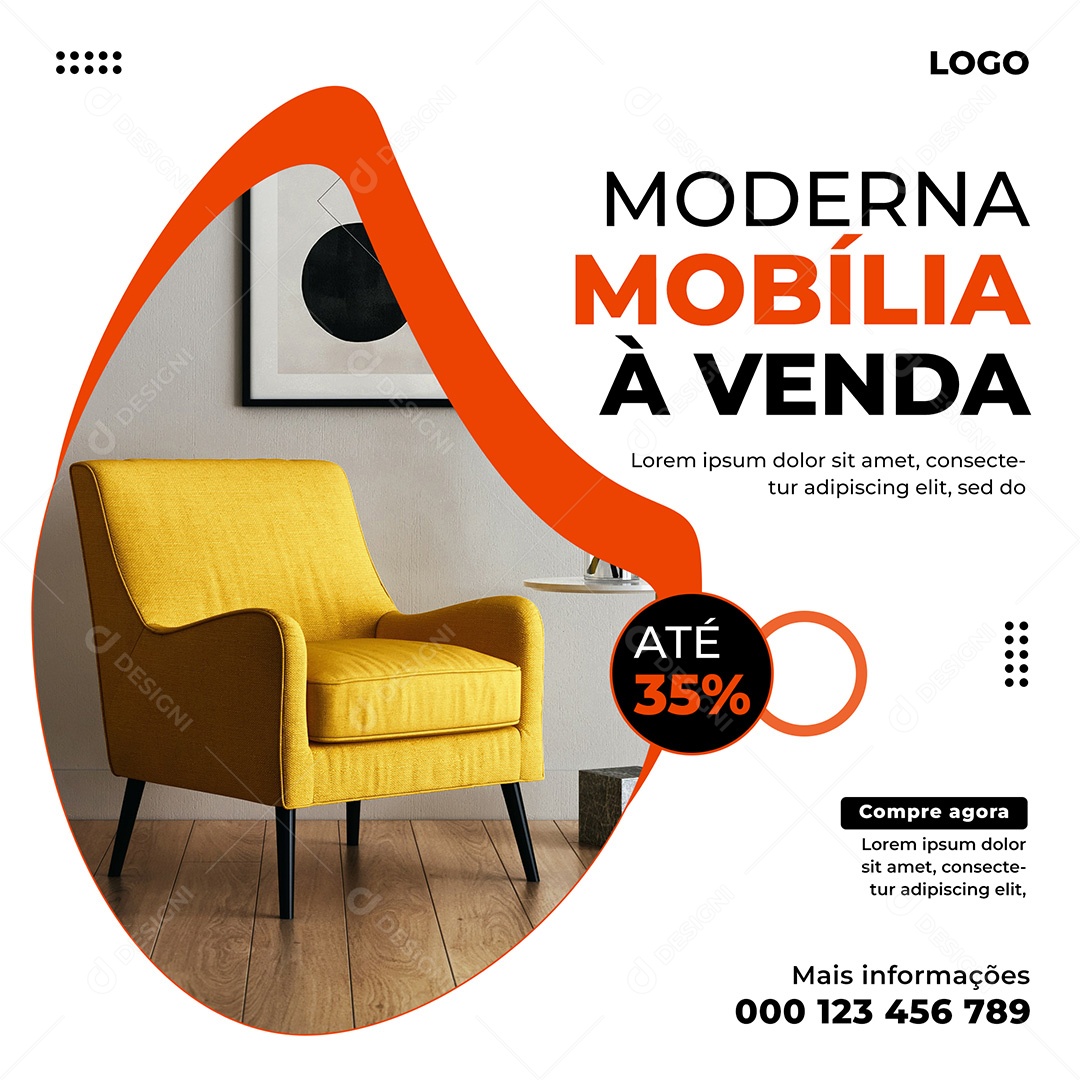 Imobiliária Mobília Moderno á Venda Social Media PSD Editável