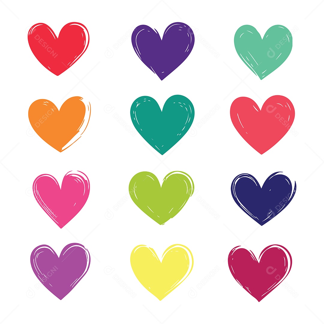 Conjunto de Ícone de Corações Ilustração Vetor EPS