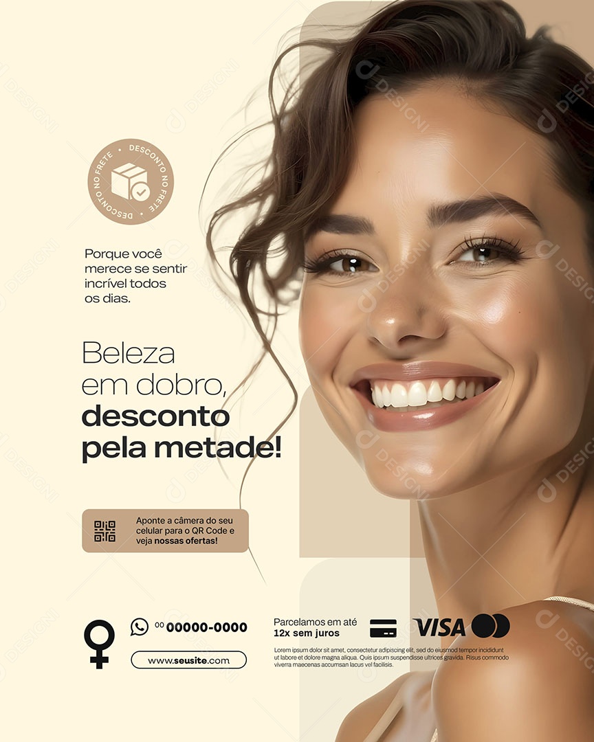 Dia Internacional Das Mulheres 08 de Março Beleza em Dobro Social Media PSD Editável