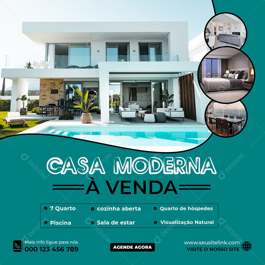 Imobiliária Moderna Casa à Venda Social Media PSD Editável