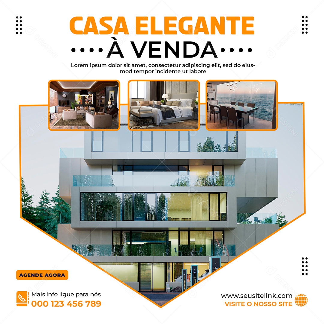 Imobiliária Casa Elegante à Venda Social Media PSD Editável