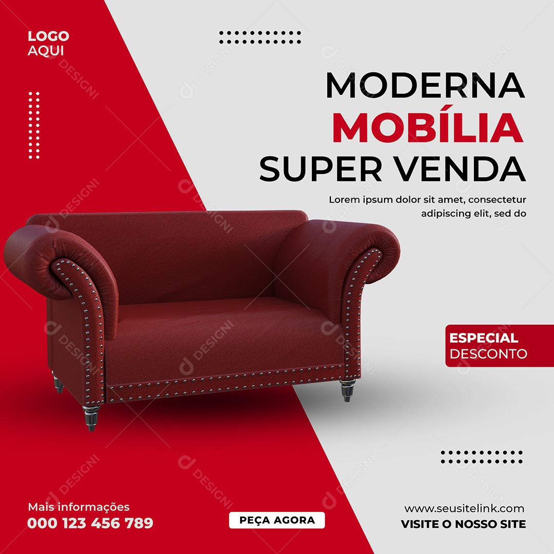 Imobiliária Moderna Mobília Social Media PSD Editável