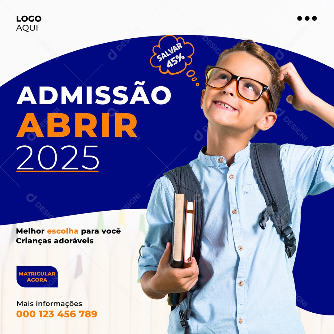 Escola Admissão Melhor Escolha Social Media PSD Editável