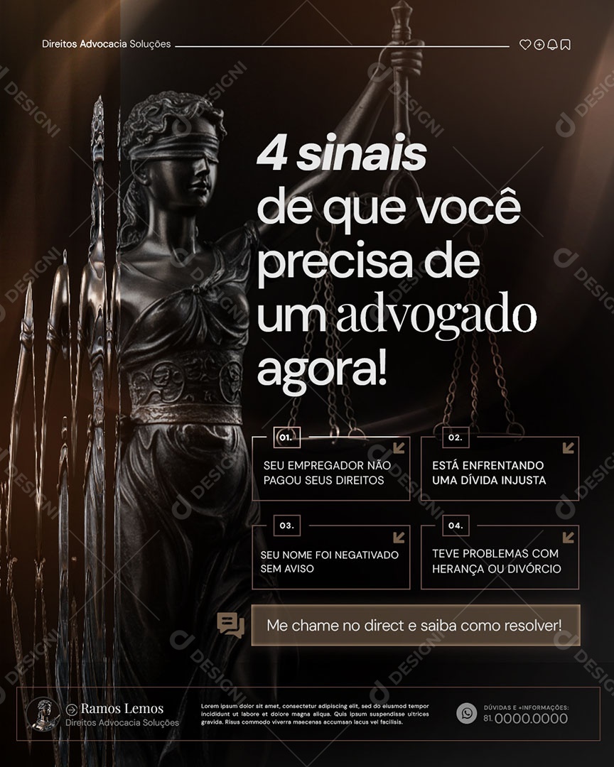 Escritório de Advocacia 4 Sinais Social Media PSD Editável