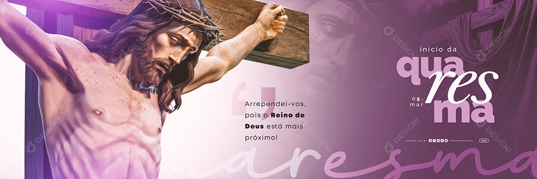 Carrossel Início da Quaresma 05 de Março Arrependei-Vos Social Media PSD Editável