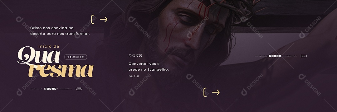 Carrossel Início da Quaresma 05 de Março Convertei-Vos Social Media PSD Editável