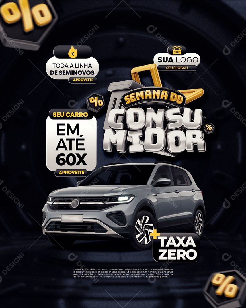 Semana do Consumidor Carro Zero Taxa Zero Social Media PSD Editável