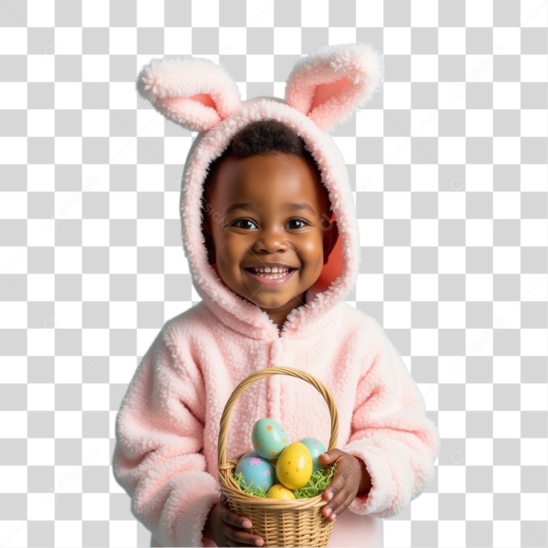 Criança com Pijama de Coelho PNG Transparente